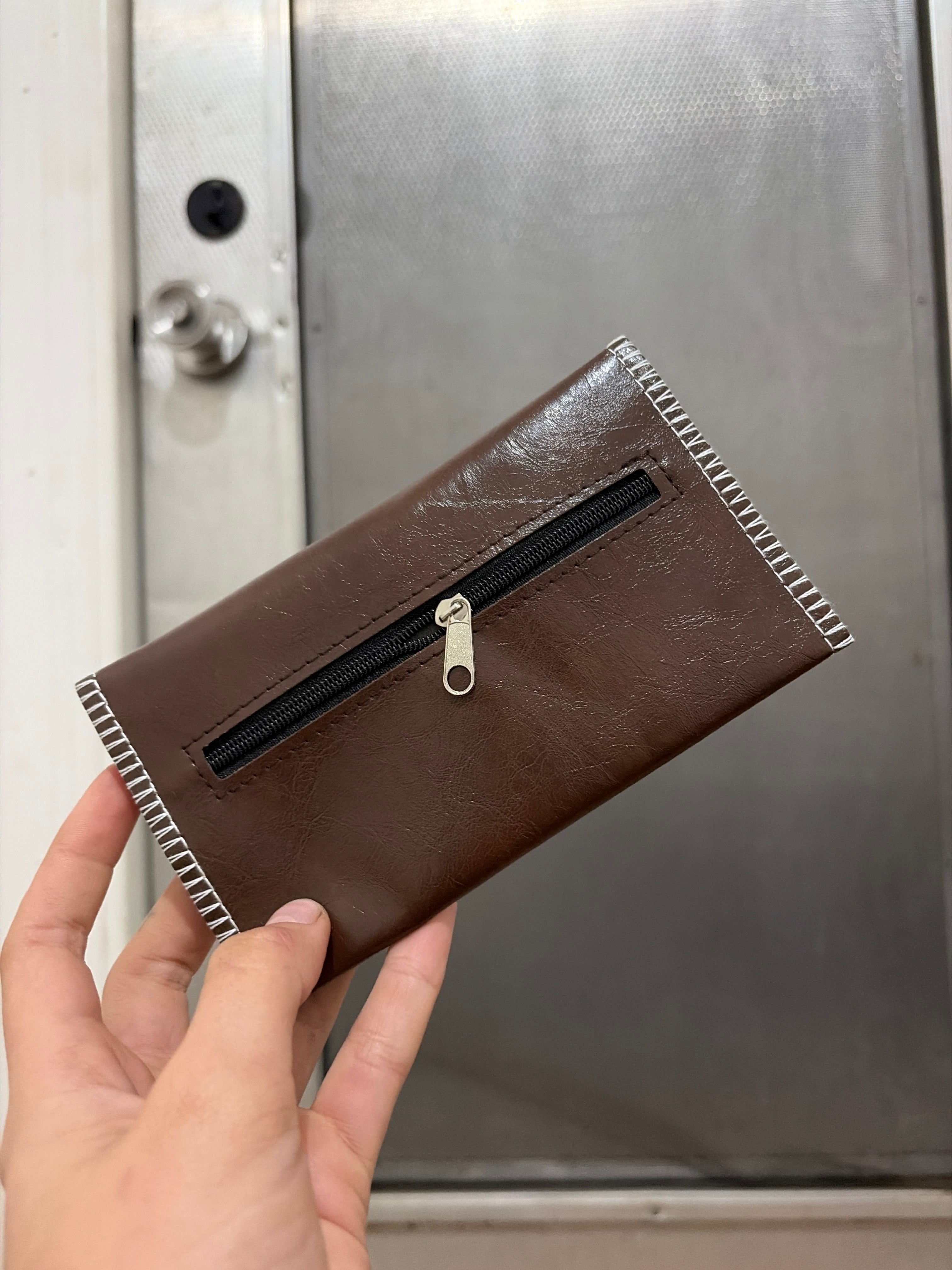 Brown Zip tobacco pouch